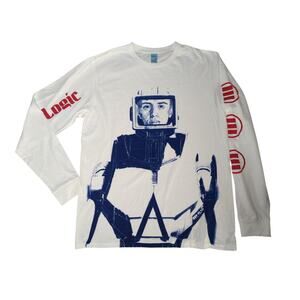 Logic Rapper 301 Squad Long Sleeve T-Shirt Robot Graphic White Red Men’s L USA